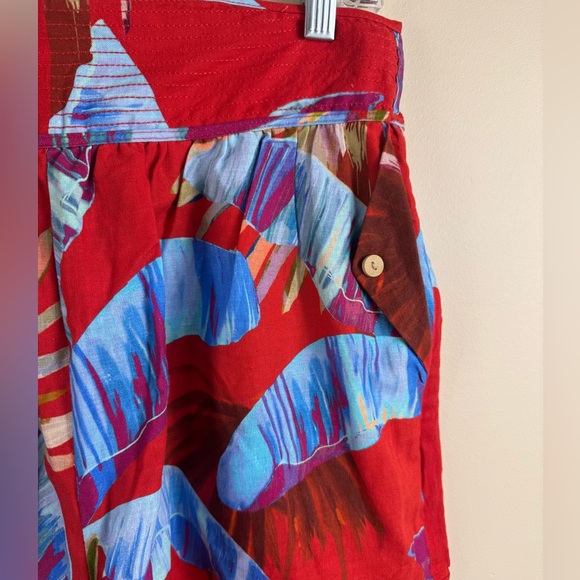 Farm Rio Sweet Jungle High Waist Linen Shorts in Ananas Red - Picture 5 of 7
